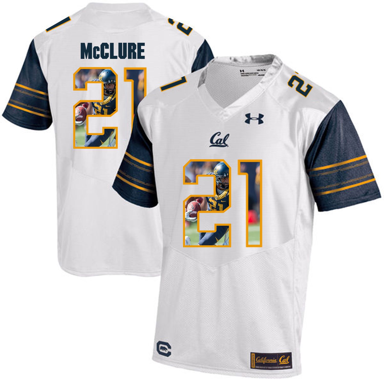 Men California Golden Bears #21 Stefan McClure White Customized NCAA Jerseys1->customized ncaa jersey->Custom Jersey